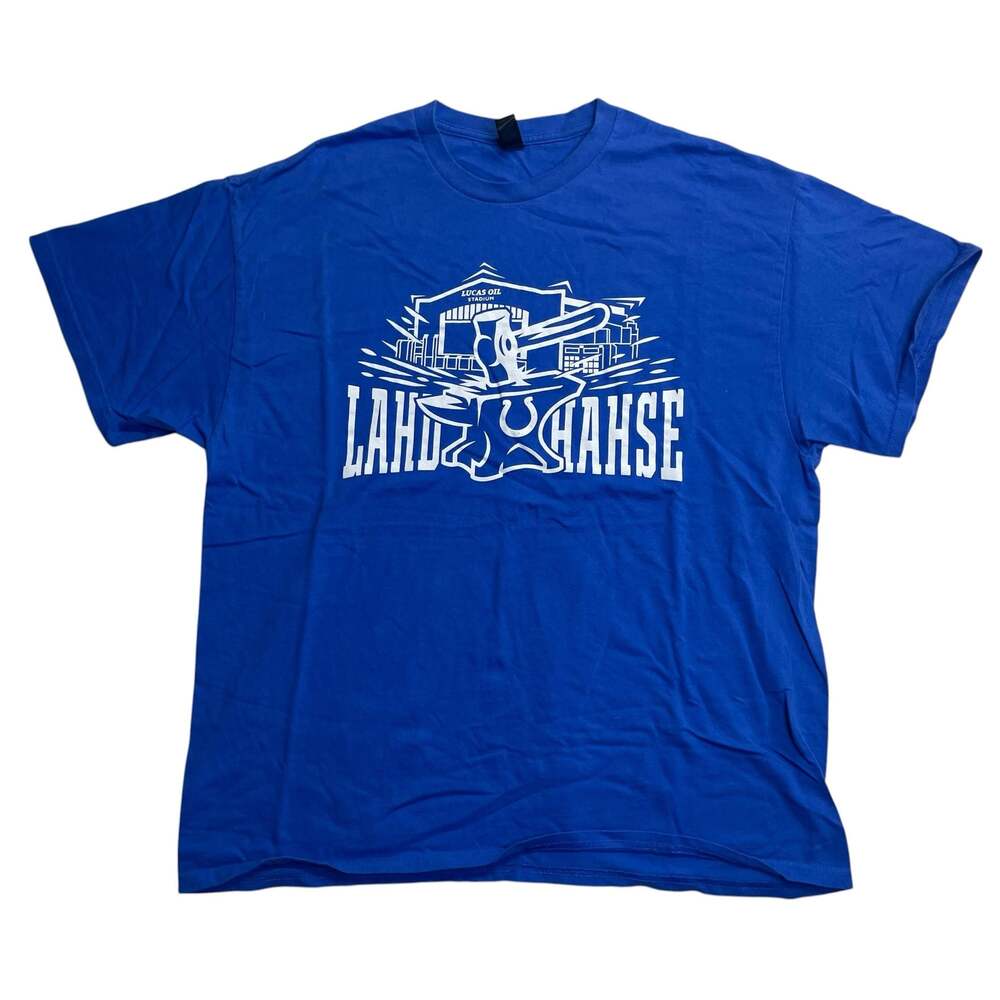 Indianapolis Colts Lucas Oil Stadium Land of the Gahse T-Shirt XL Blue